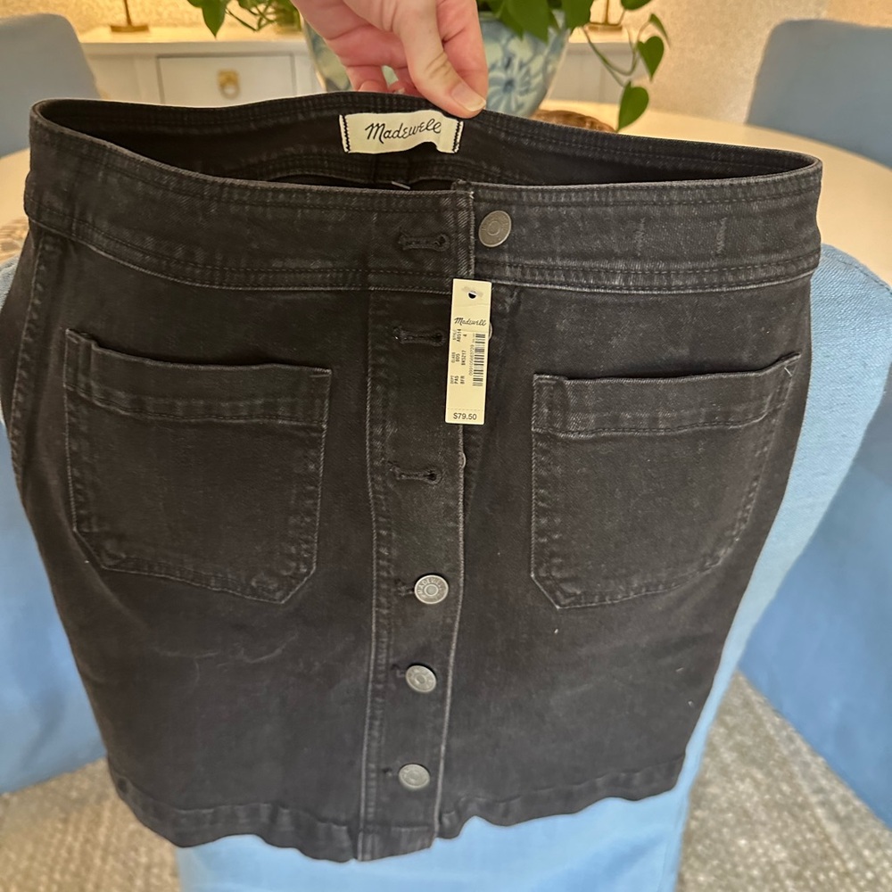 NWT Madewell Charcoal Denim Skirt